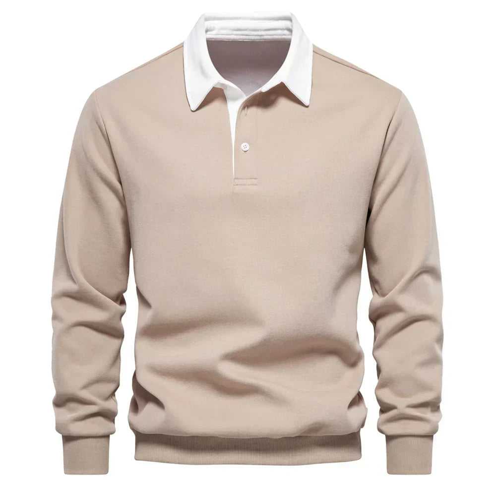 Daan polosweater met polokraag, beige vooraanzicht