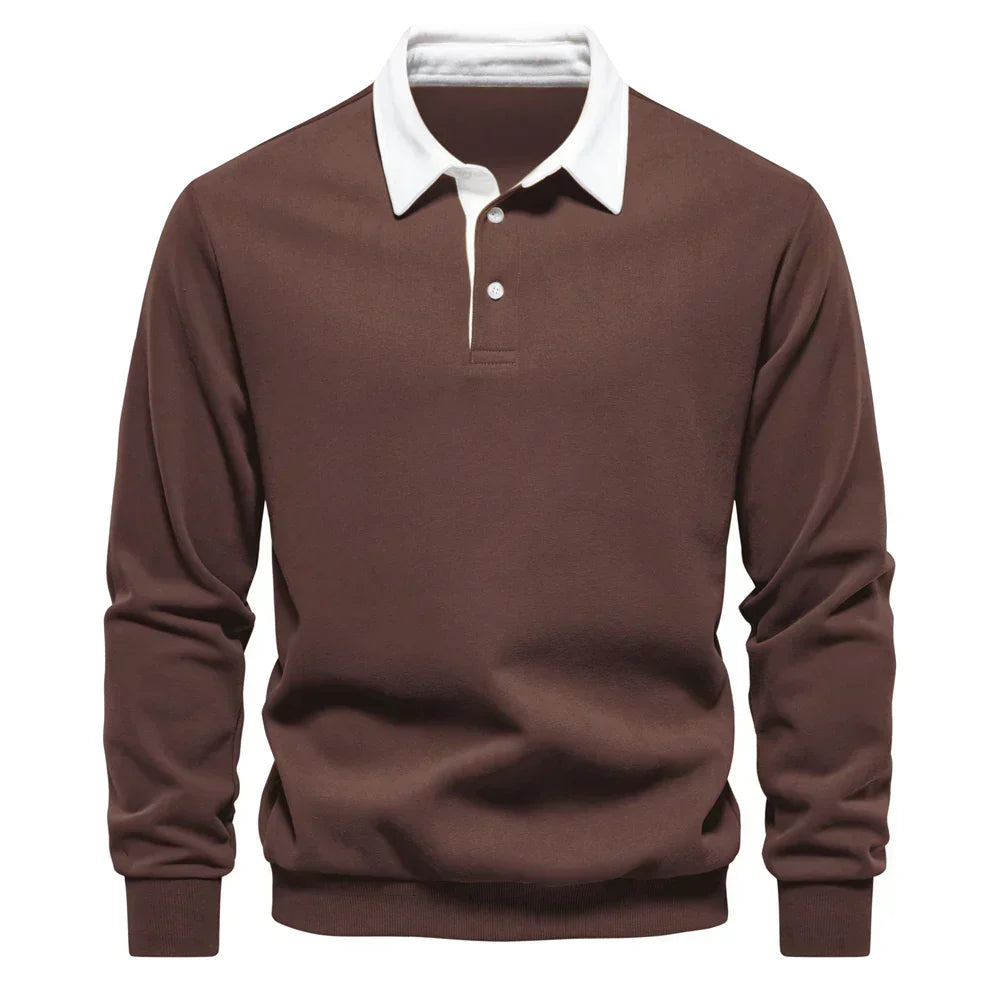 Daan polosweater met polokraag, bruin vooraanzicht