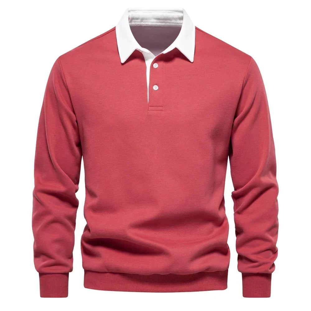 Daan polosweater met polokraag, rood vooraanzicht
