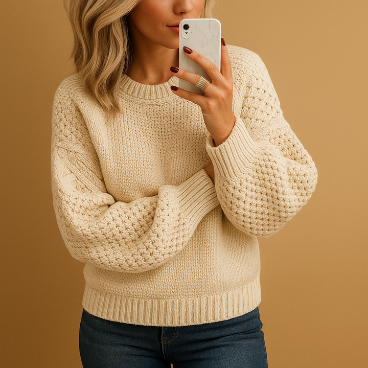 Nicole | Women’s Winter Cozy Textured Knit Sweater Caliboot