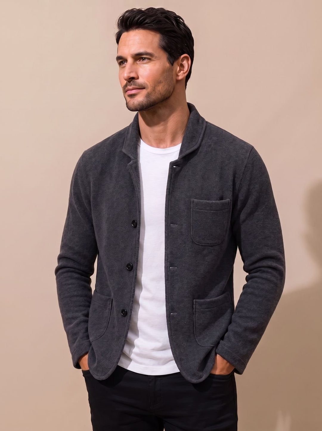 Edmond™ | Men's Slim Fit Button Front Cardigan with Lapel Collar