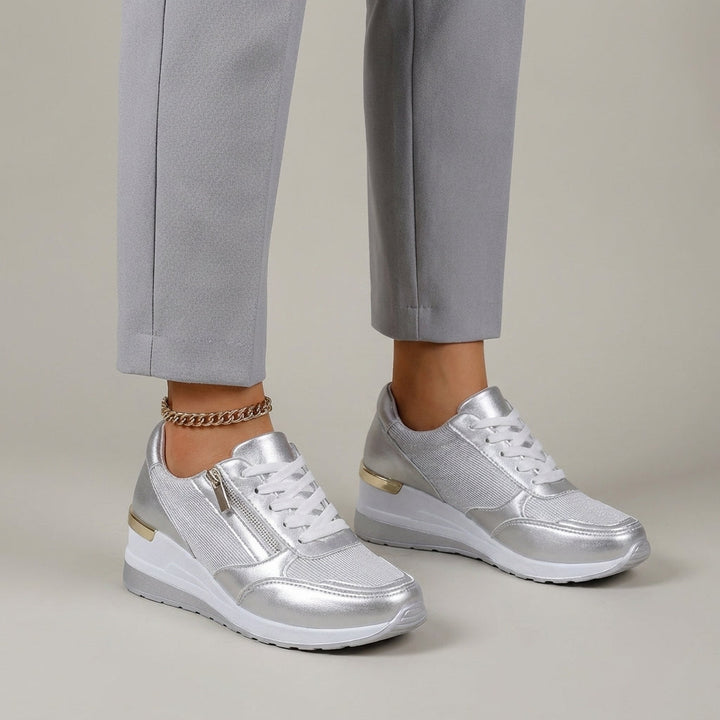 Sneakers Platform Donna | Effetto Metallico Trendy 1