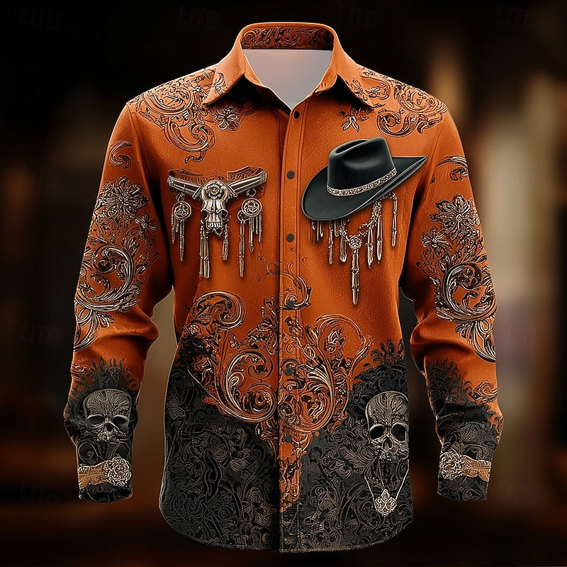 Bishop™ | Men's Western Halloween Print Button Up Shirt